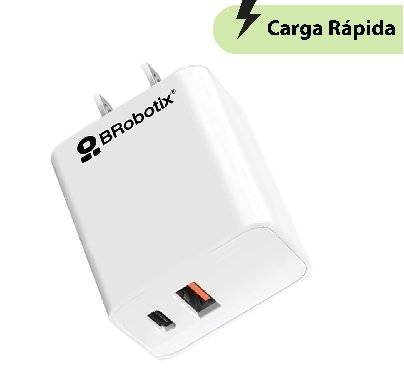 Cargador Carga Rápida - Dual USB V3.0 38W, 1 Puerto Tipo A y 1 Puerto Tipo C, Blanco, BROBOTIX 6005552 Cargador Carga Rápida - Dual USB V3.0 38W, 1 Puerto Tipo A y 1 Puerto Tipo C, Blanco, BROBOTIX 6005552